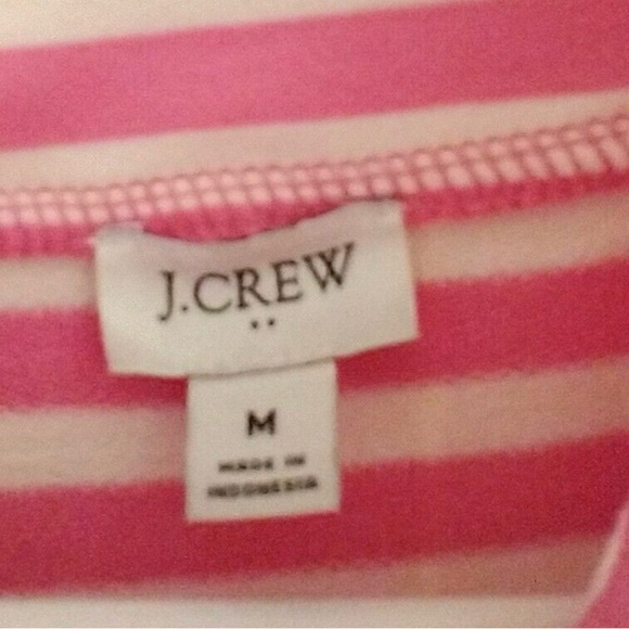 J.Crew Pink/White Striped Pullover Sweatshirt Button Front Medium - Picture 3 of 4